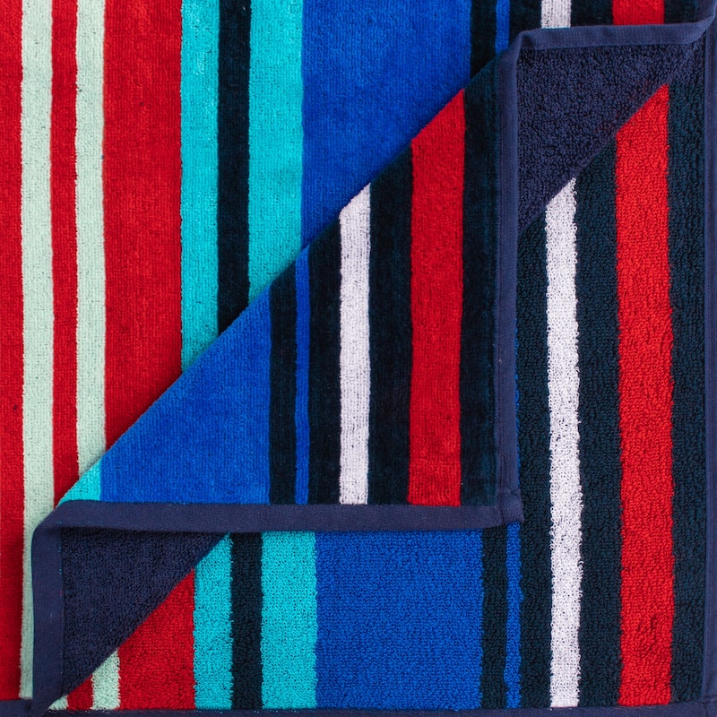 Nautical Stripe Cotton Oversized 2-Piece Beach Towel Set by Superior