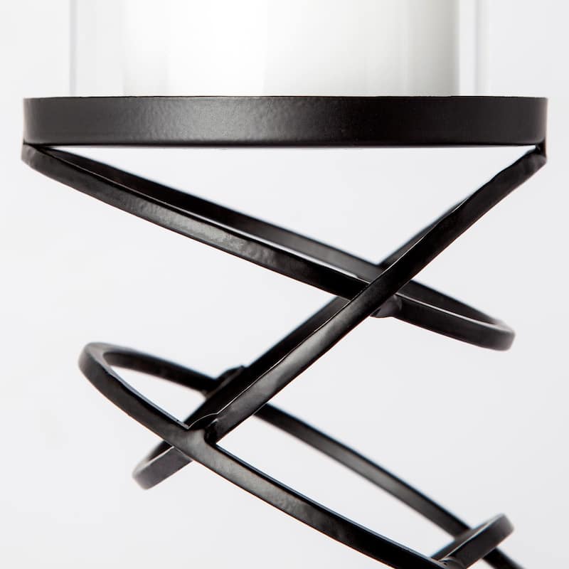 Omega II Medium Black Metal Stacked Ring Table Candle Holder - 4.8"W x 4.8"D x 17.3"H