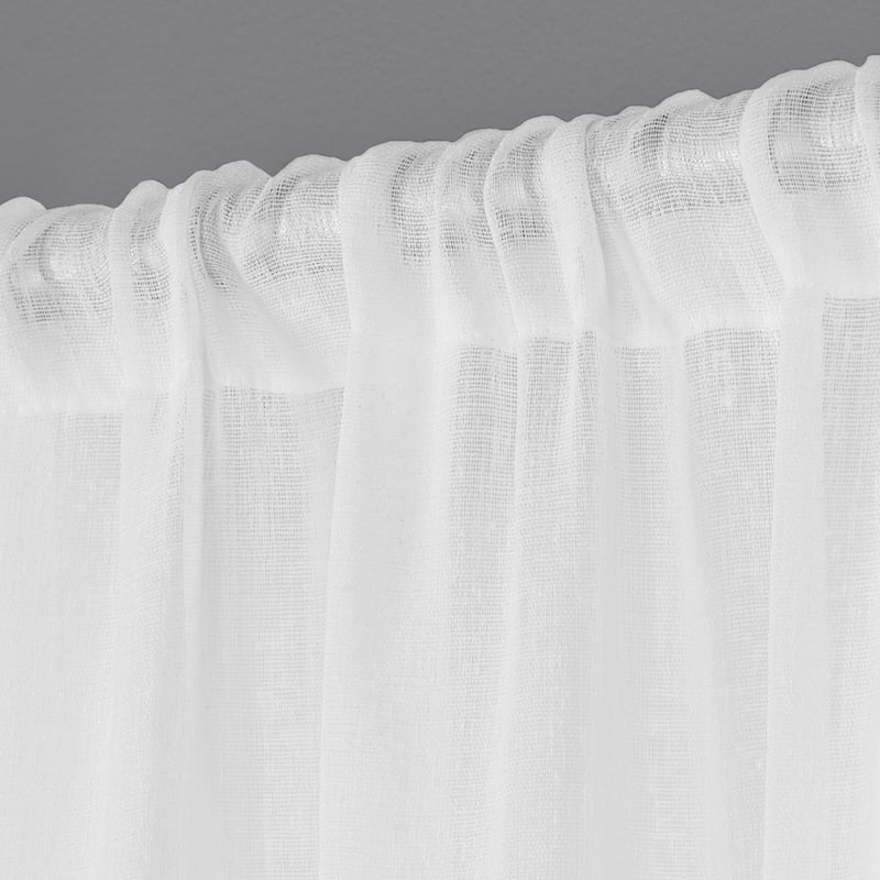 EXCLUSIVE HOME Belgian Textured Linen Look Jacquard Sheer Rod Pocket Curtain Panel Pair