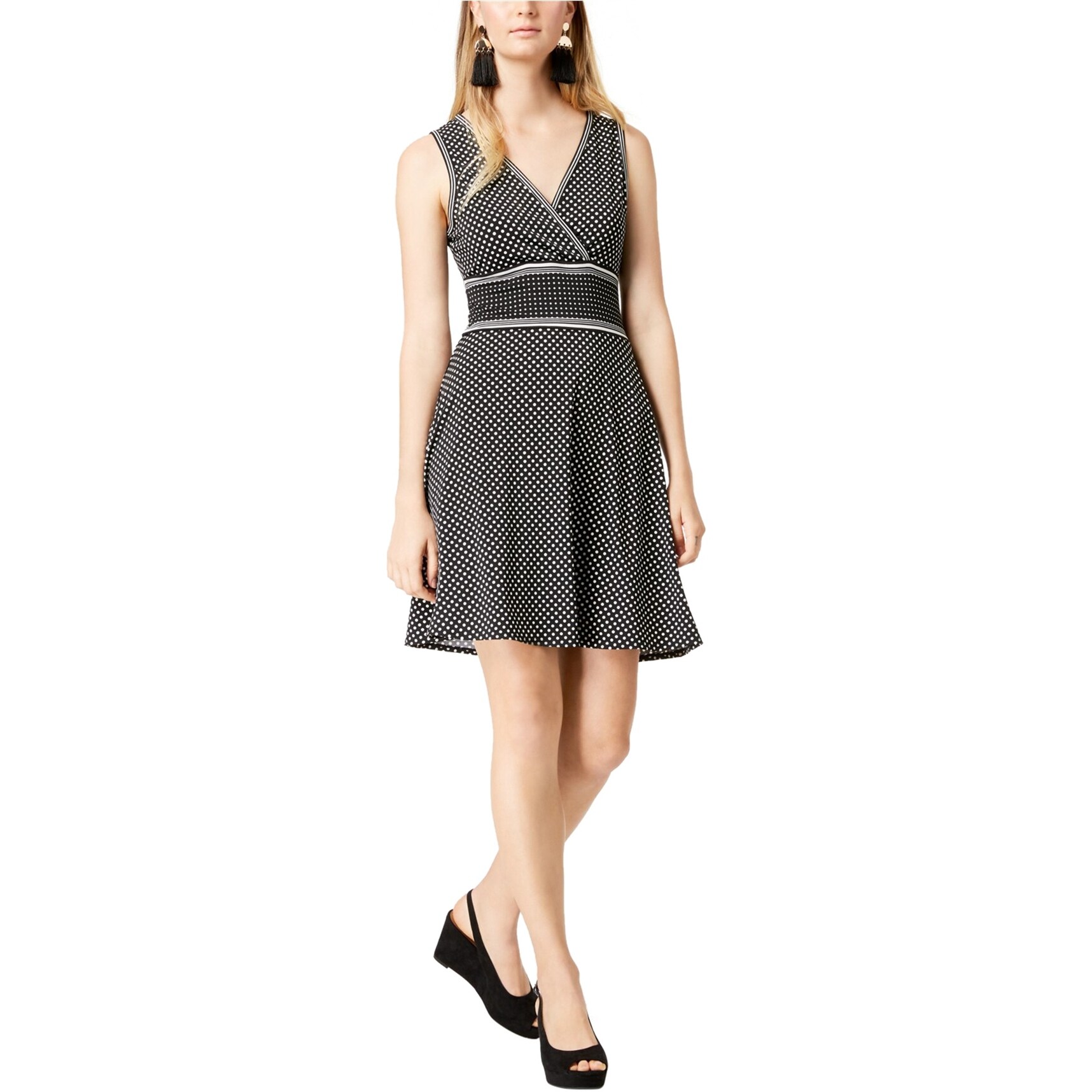 maison Jules Womens Polka Dot A-line Dress, Black, Large - Bed Bath &  Beyond - 41855717