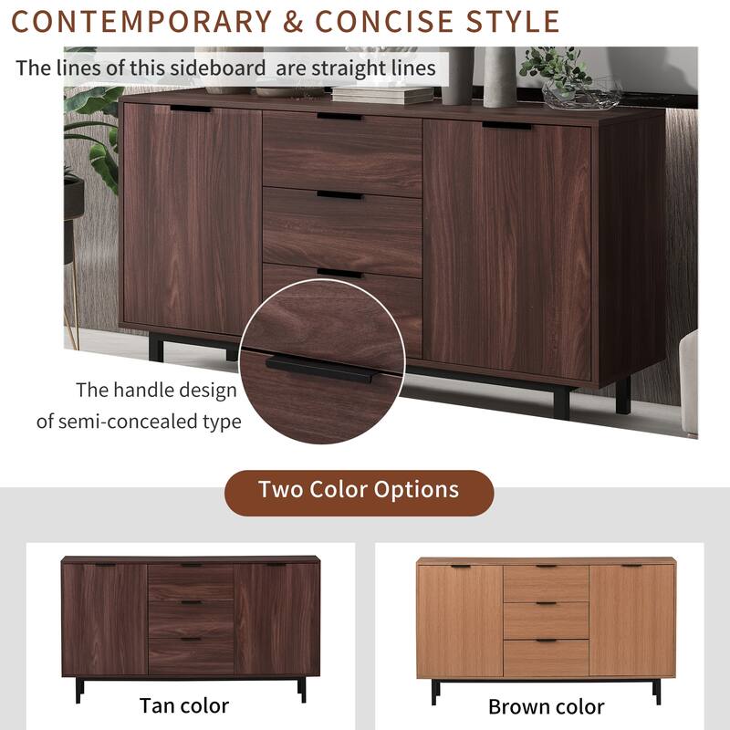 Contemporary Style Large Storage Space Particleboard Sideboard