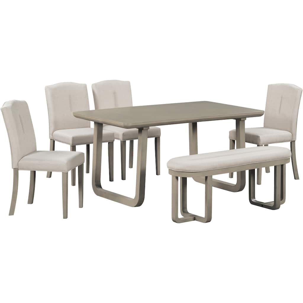 Dining Set Minimalist 6-Piece Chair Sets with 4 Chairs & Bench