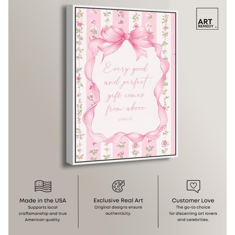 Good and Perfect Gift Bow Canvas by Art Remedy