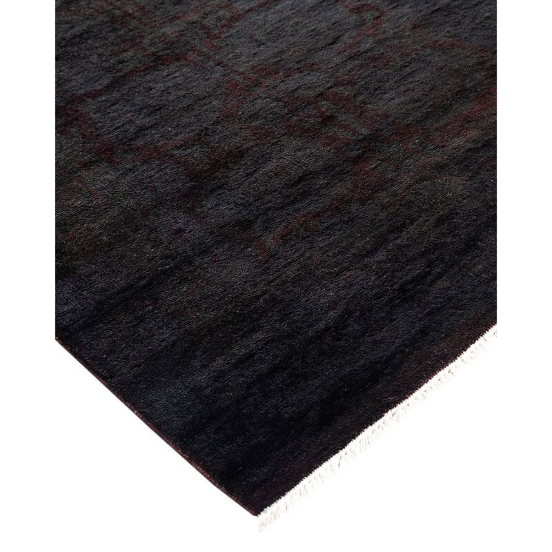 Overton Hand Knotted Wool Vintage Inspired Modern Contemporary Overdyed Brown Runner Rug - 2' 7" x 17' 9"