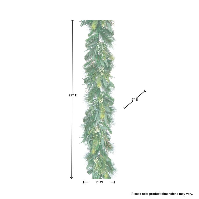 Seeded Eucalyptus, Pine Garland 6'