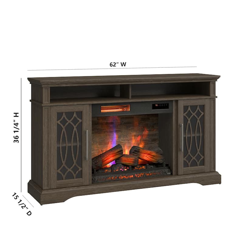 duraflame® Electric Fireplace TV Stand, Entertainment Center with Storage and Infrared Heater, Laurel Oak