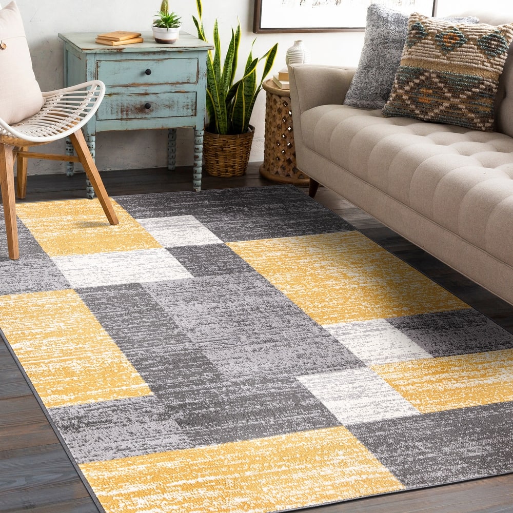 World Rug Gallery Modern Geometric Boxes Area Rug