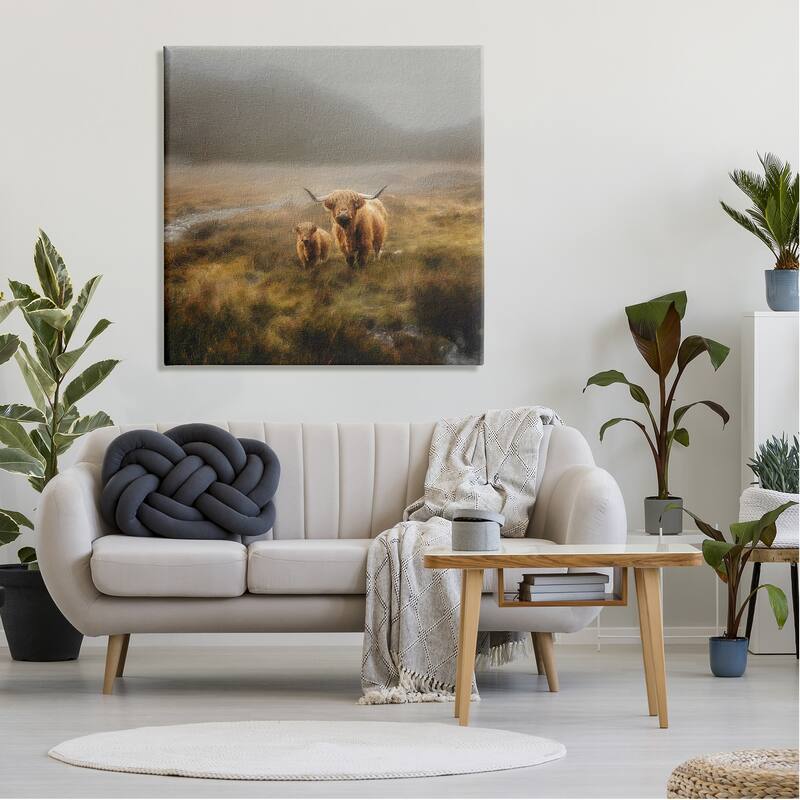 Stupell Highland Cows Rural Landscape Canvas Wall Art Design by Paul Brent