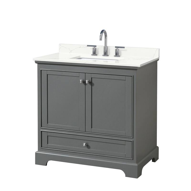 Wyndham Collection WCS202036S-QTZ-US3MXX Deborah 36" Free Standing - Dark Gray / Giotto Quartz Top / Polished Chrome