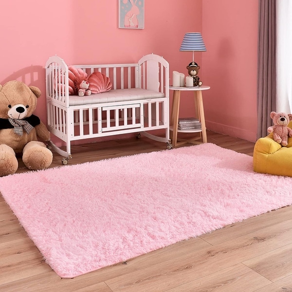3x5 Feet Modern Soft Small Fluffy Fuzzy Area Rug,Pink - Bed Bath