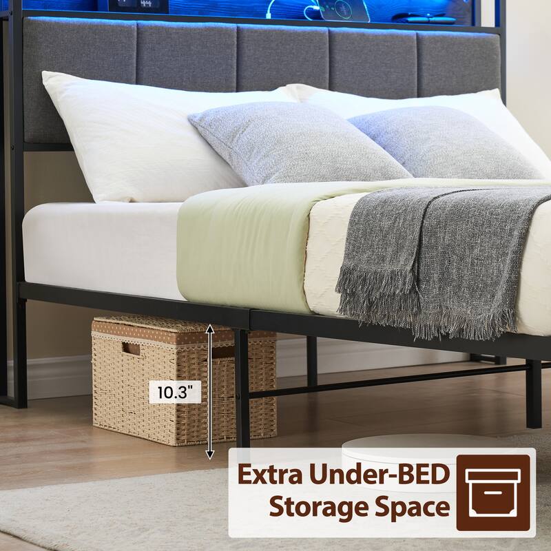 Bed Frame with Headboard and Storage Drawers
