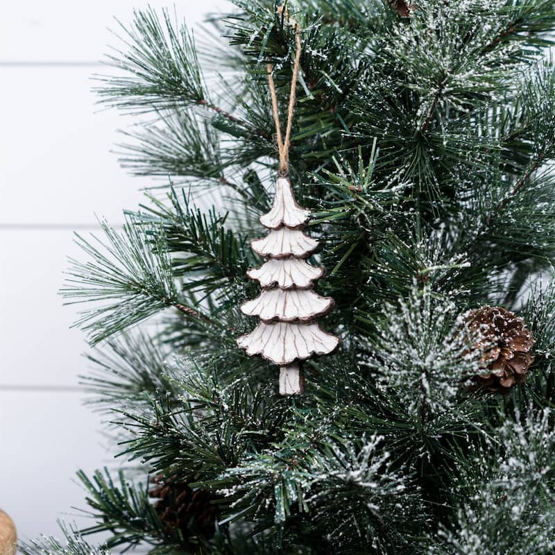 Carved Pine Tree Christmas Ornaments - 5" - 12ct