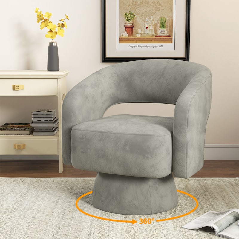 Swivel Barrel Chair,Velvet Accent Armchair 360 Degree Swivel Club Chair Vanity Chair for Living Room Bedroom Reception Room