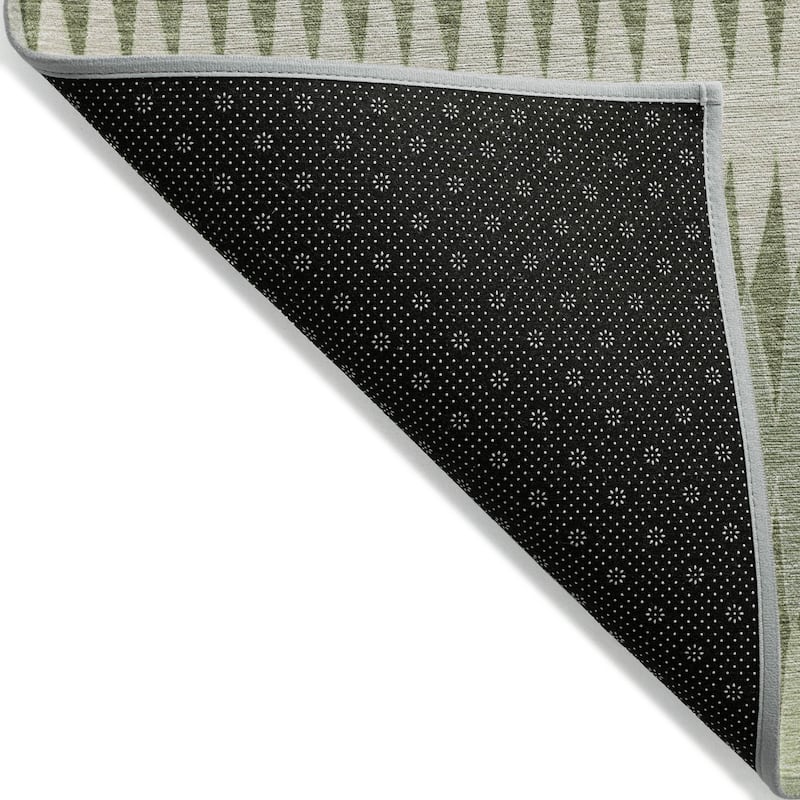 Artichoke Green And Light Green Striped Washable Indoor Outdoor Area Rug - 3' x 5'