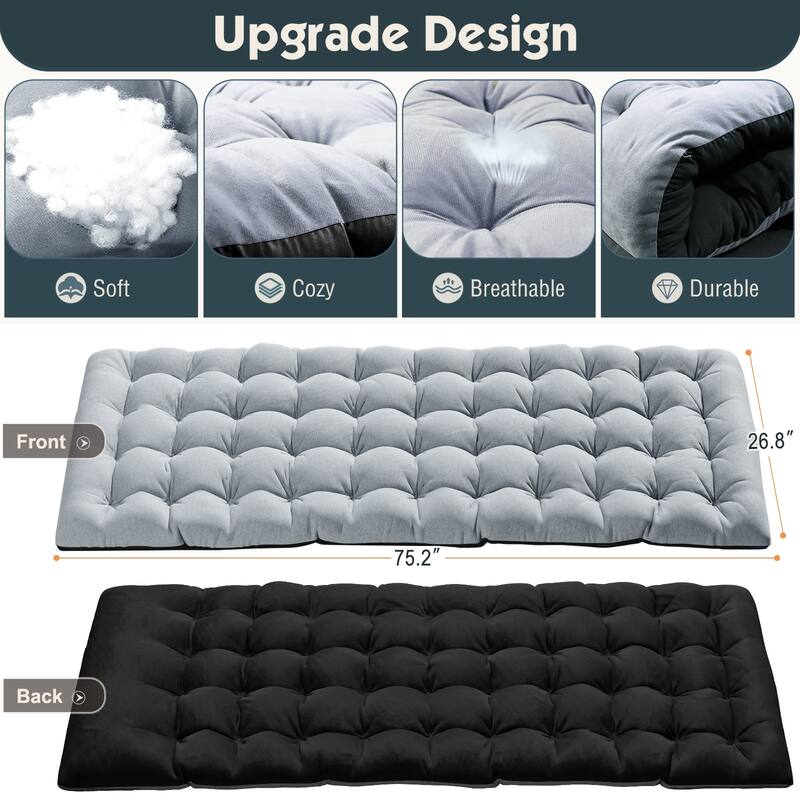 Portable Folding Camping Cot Bed with 2 Sided Mattress and Pillow - 75"