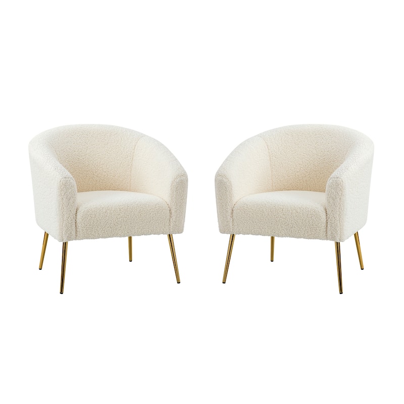 Rovigo Modern Upholstered Living Room Chair Barrel Chair with Metal Legs Set of 2 by HULALA HOME