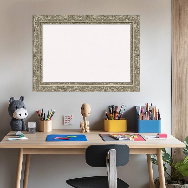 Filigree Silver Framed Cork Board - Bulletin Board, Organization Board, Pin Board