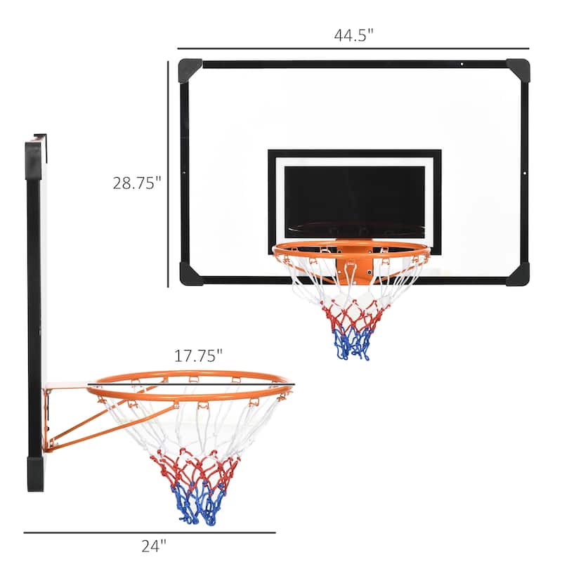 Soozier Wall Mounted Basketball Hoop, Mini Hoop with 45'' x 29'' Shatter Proof Backboard, Durable Rim and All-Weather Net
