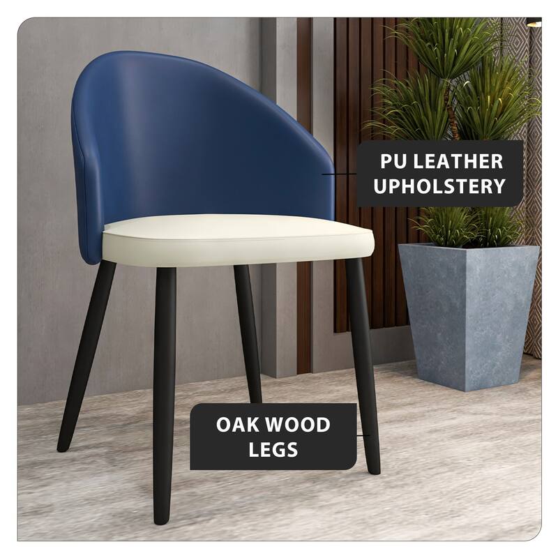 Upholstered Dining Chair in Leather/Fabric/Boucle with Wood Legs Set of 4 Paradiso Collection