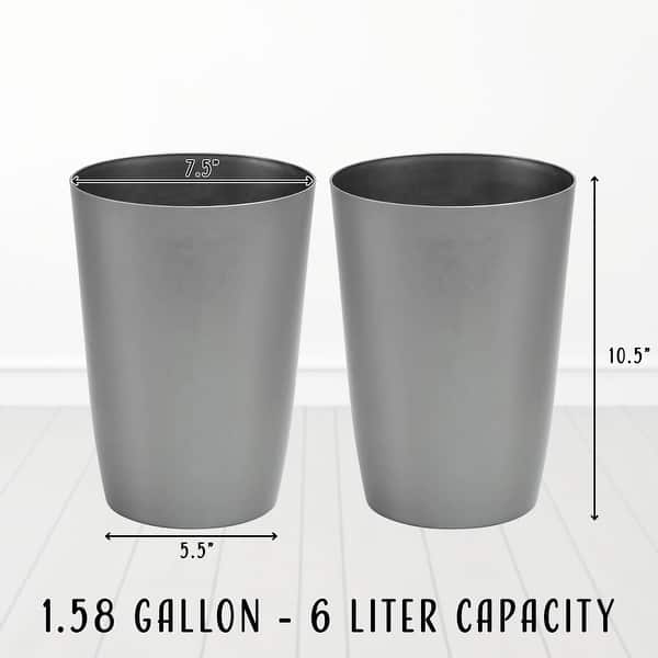 dimension image slide 2 of 6, HOLD N’ STORAGE - Set of 2 Small Trash Can with Open Top for Compact and Tight Spaces – 1.58 Gallon Capacity