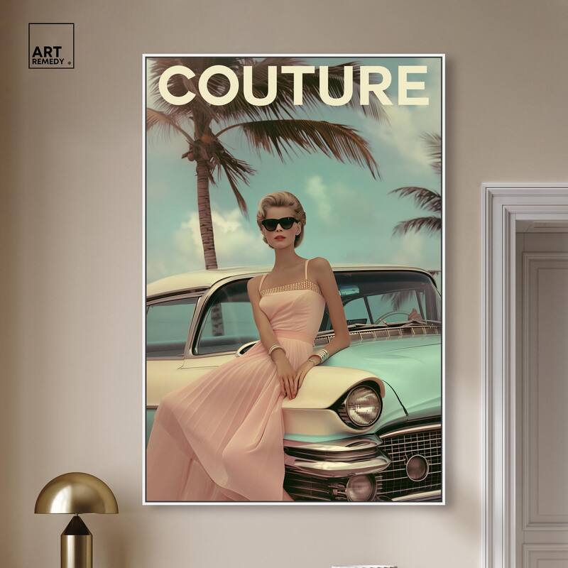 Vintage Beach Car Cover Canvas by Art Remedy