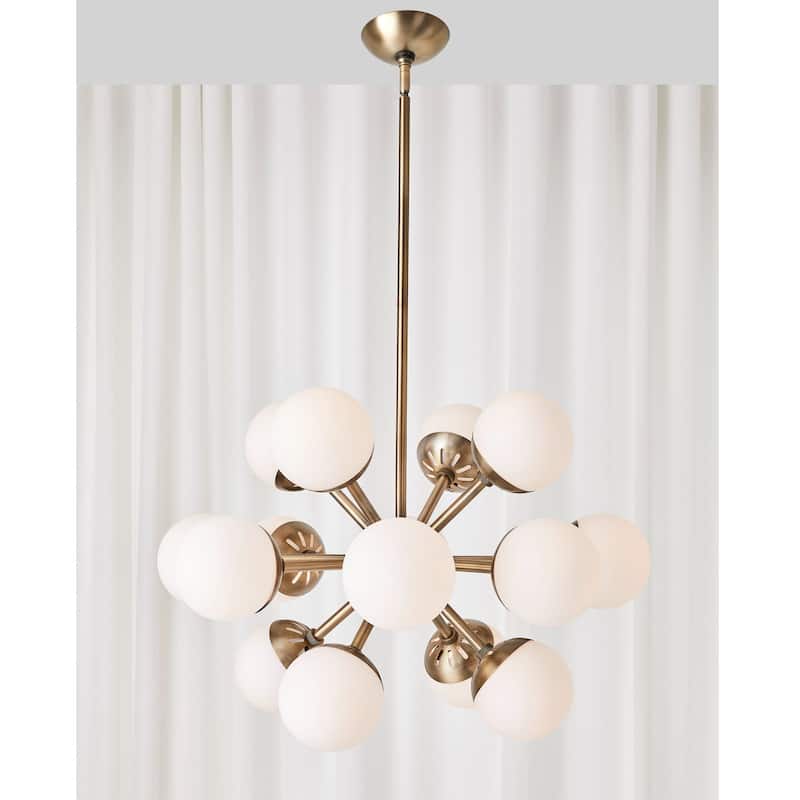16 Light Droplet Sputnik Ceiling Chandelier - 28.25" - Brass and White
