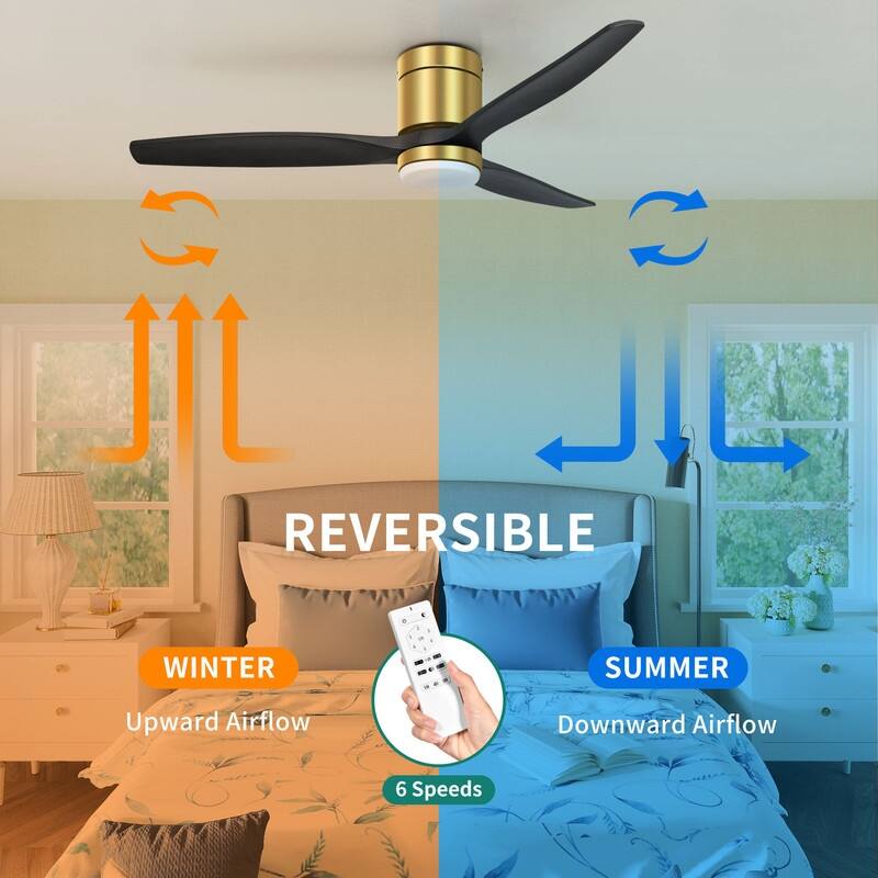 Moasis 52" LED Ceiling Fan Light with 3 Solid Wood Blades