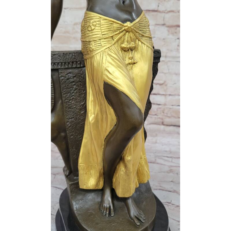 Art Deco Bronze Egyptian Girl Cleopatra Figure Sculpture Statue Original Art By Milo