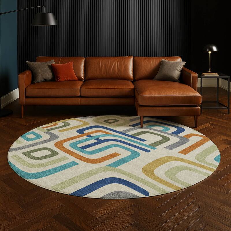 Machine Washable Indoor/ Outdoor Modern Penner Chantille Rug