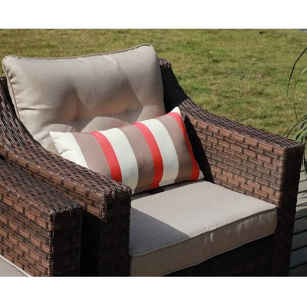 Shop Outdoor 2 Piece Single Sofa Set Patio Garden Furniture Armchair With Beige Olefin Cushions Overstock 31743418