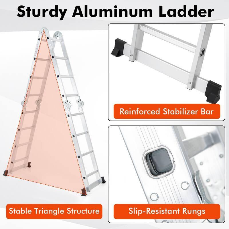 Gymax 7-in-1 Multifunctional Ladder w/Safe Locking Hinge & Anti-Skid