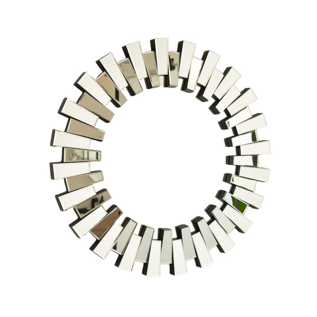 Kaltis Modern Irregular Circle PU Decorative Mirror - Wall-Mounted, Bathroom, Bedroom - Silver