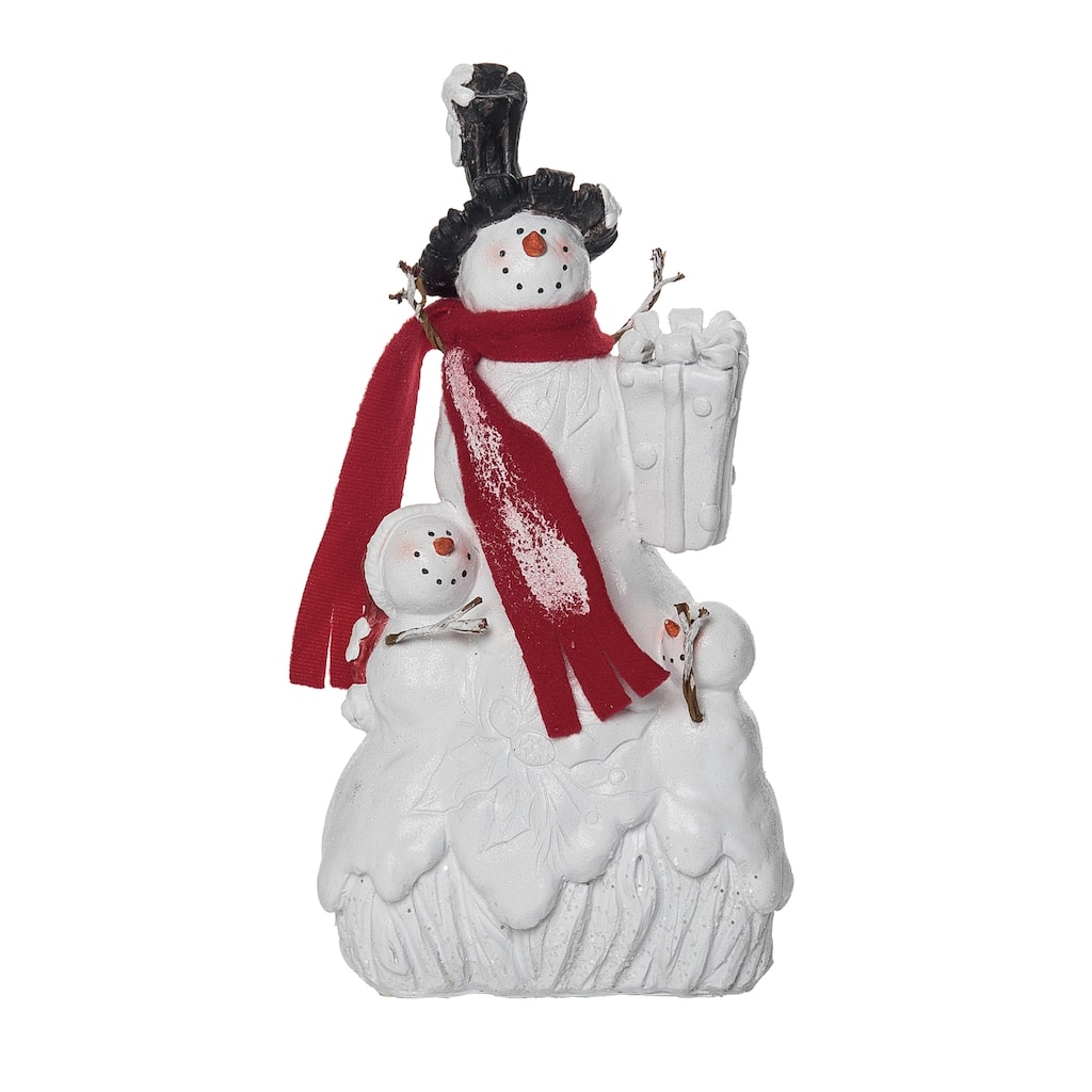 Transpac Resin 9.5 in. White Christmas Snowman Family Figurine