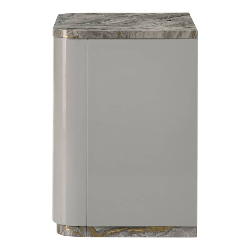 Furniture of America Sherri Modern 3-Piece Light Grey Solid Wood Kids Platform Bed and 2-Nightstand Bedroom Set with LED