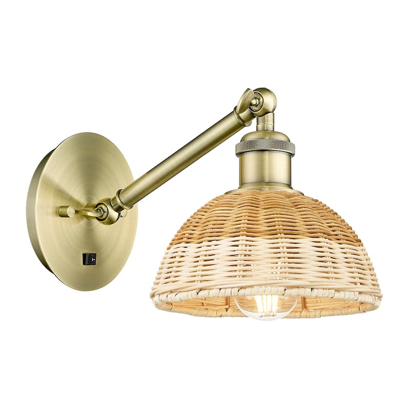 Innovations Lighting 317-1W-10-8 Bristol Natural II Sconce Bristol - Antique Brass / Natural
