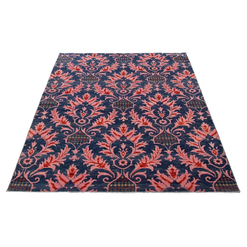 ECARPETGALLERY Hand-knotted Mystique Navy Wool Rug - 6' 6" x 9' 8"