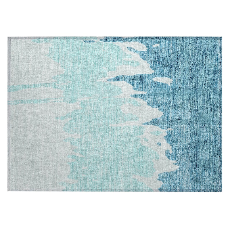 Machine Washable Indoor/ Outdoor Modern Abstract Chantille Rug