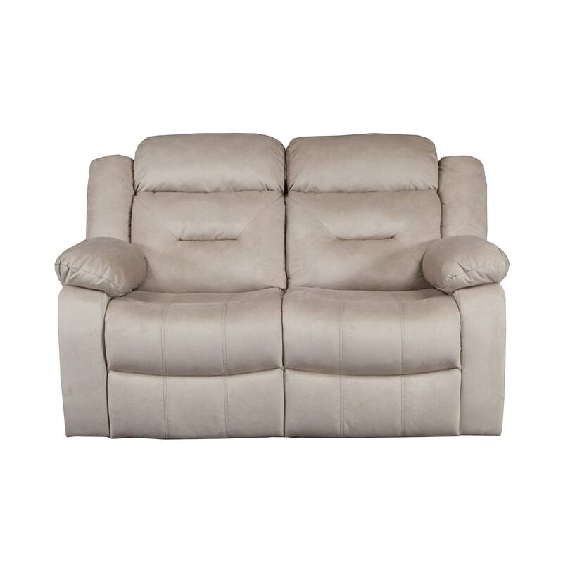 Velvet Upholstered Manual Motion Recliner Loveseat with USB Port in Dark Gray