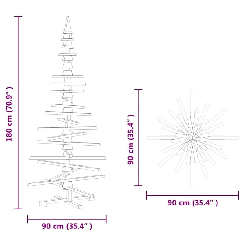 vidaXL Wooden Christmas Tree with Stand Brown Solid pine wood