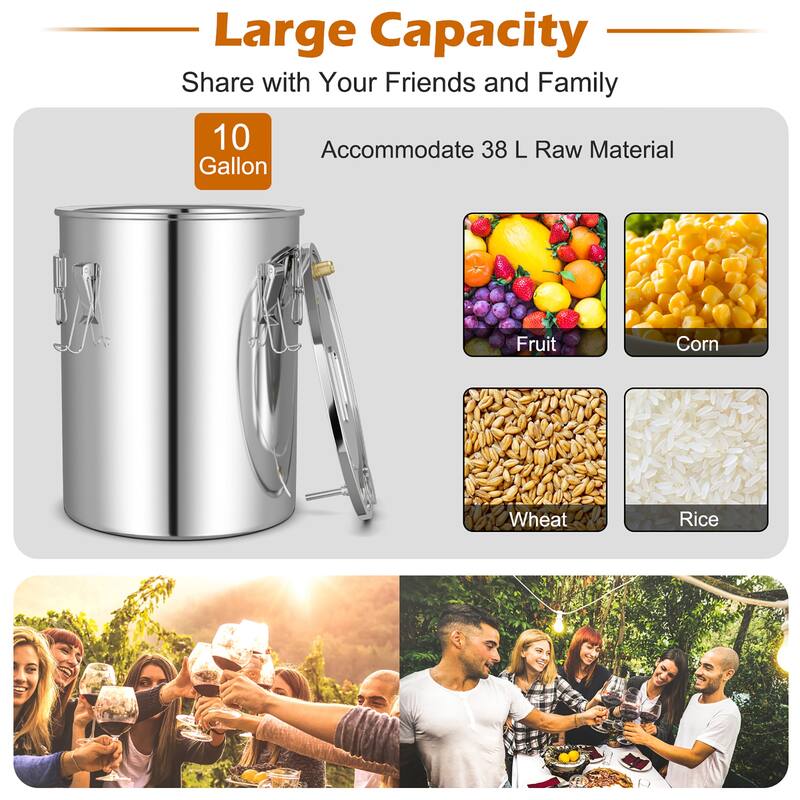 Costway Still 10Gal Stainless Steel Distiller Copper Tube - See Details