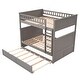 preview thumbnail 5 of 16, Full over Full Wooden Bunk Bed with Twin Size Trundle, Guardrails, and Headboard