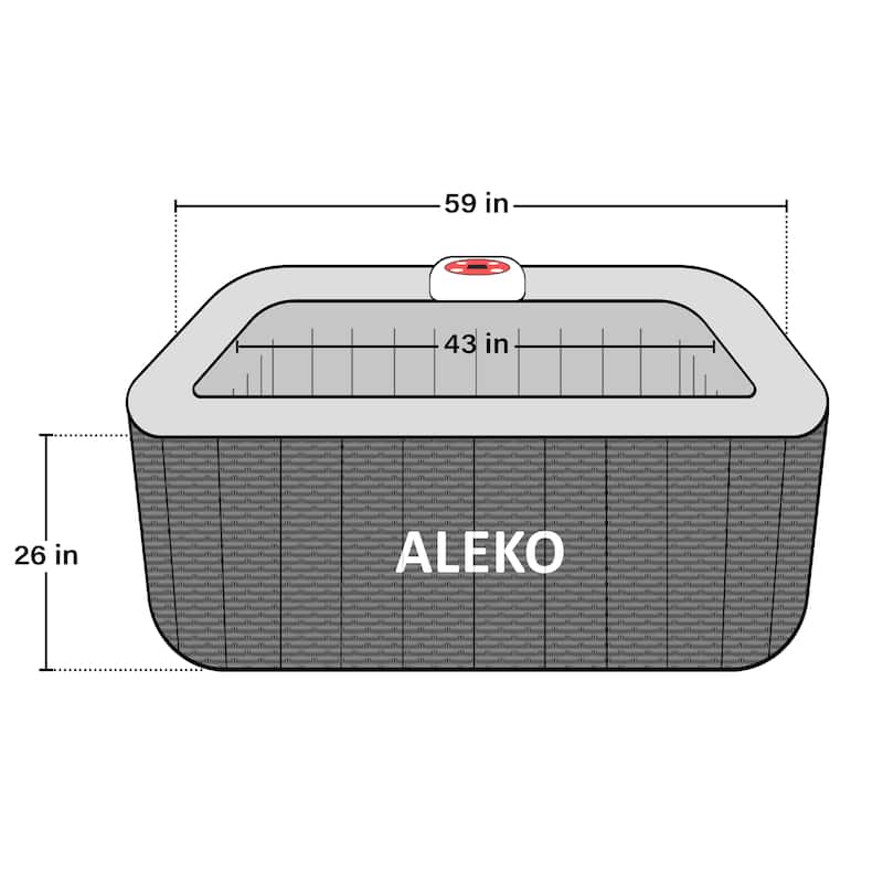 ALEKO Grey Square Inflatable 4 prs Hot Tub with Energy-saving Cover & Jets Mia Collection