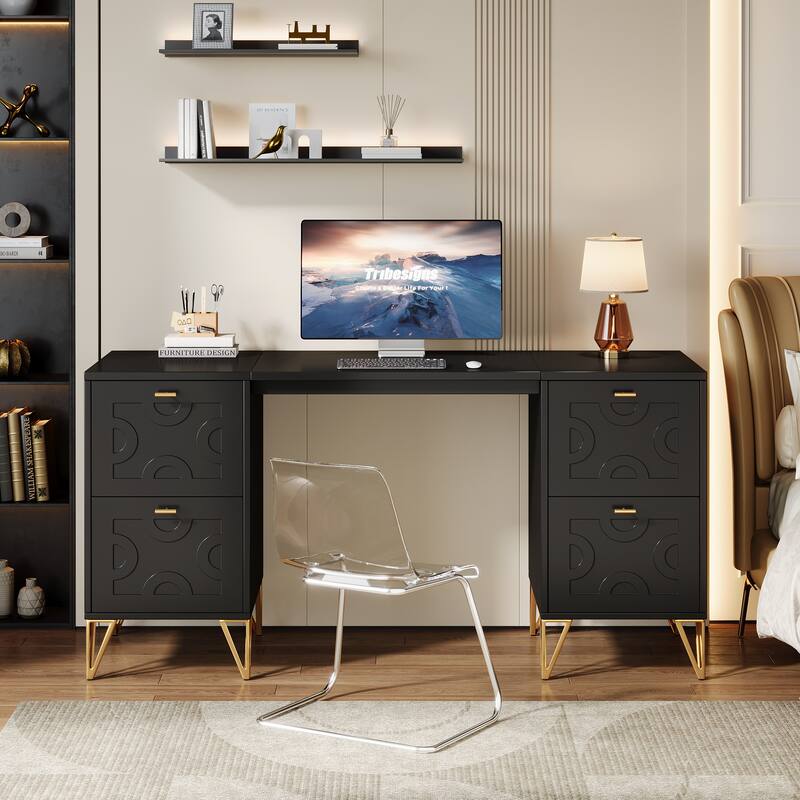 Modern Computer Desk Study Writing Table with File Drawers