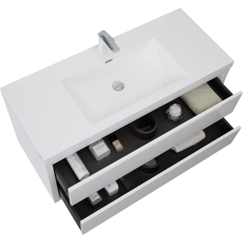 Abruzzo 48" Wall-Mount Bathroom Vanity with Stone Resin Top and Dual Soft-Close Drawers