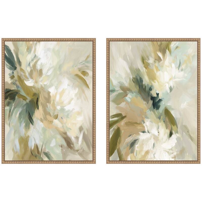 Kate and Laurel Garden No. 1 & No. 2 2 Piece Framed Canvas Wall Art Set by Amy Lighthall - 2 Piece Set 18x24 - Natural