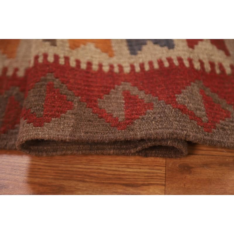 Reversible Kilim Area Rug Hand-woven Living Room Wool Carpet - 5'0" x 6'7"