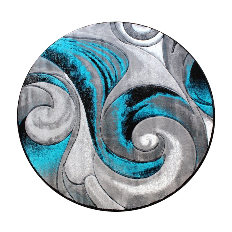Modern Spiral Patterned Olefin Indoor Area Rug