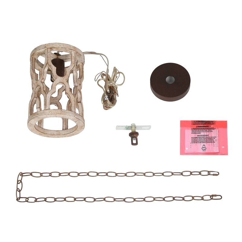 Farmhouse 1-Light Rustic Wood Pendant Light for Kitchen Island Dining Room - 6'' L x 6'' W x 11'' H