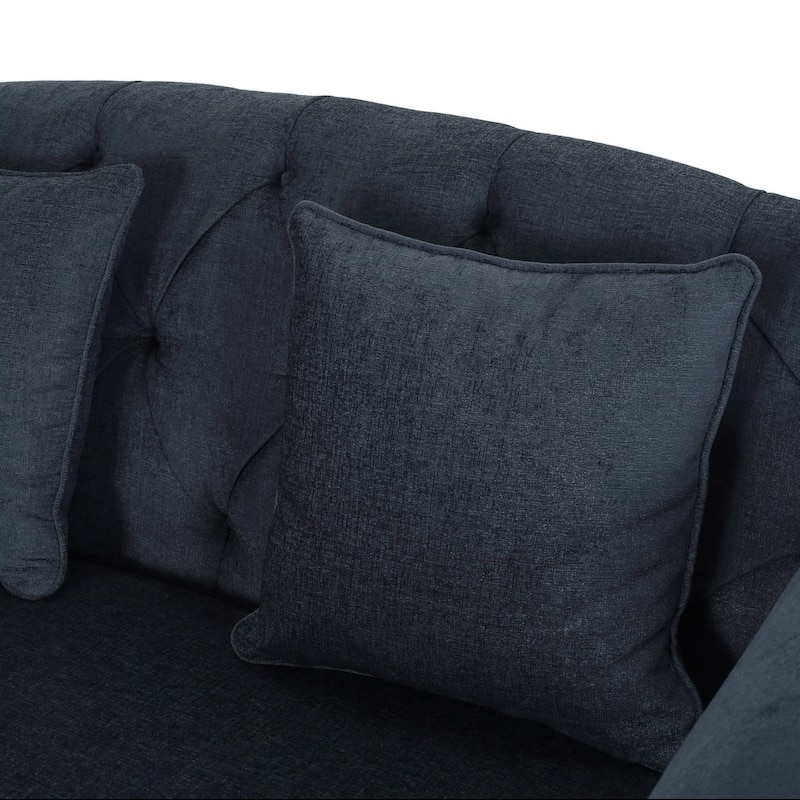 Modern 66" Upholstered Loveseat Chaise Lounges Chair with Birch Wood Legs and Pillows
