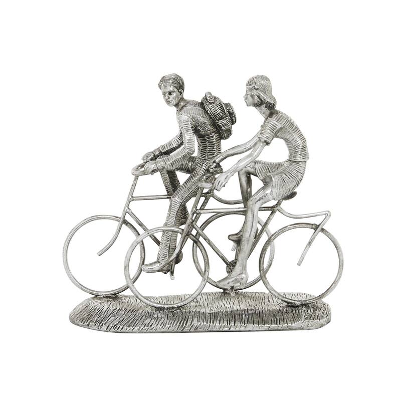 Polystone People Handmade Sculpture with Bike - Silver - Roche River Decor